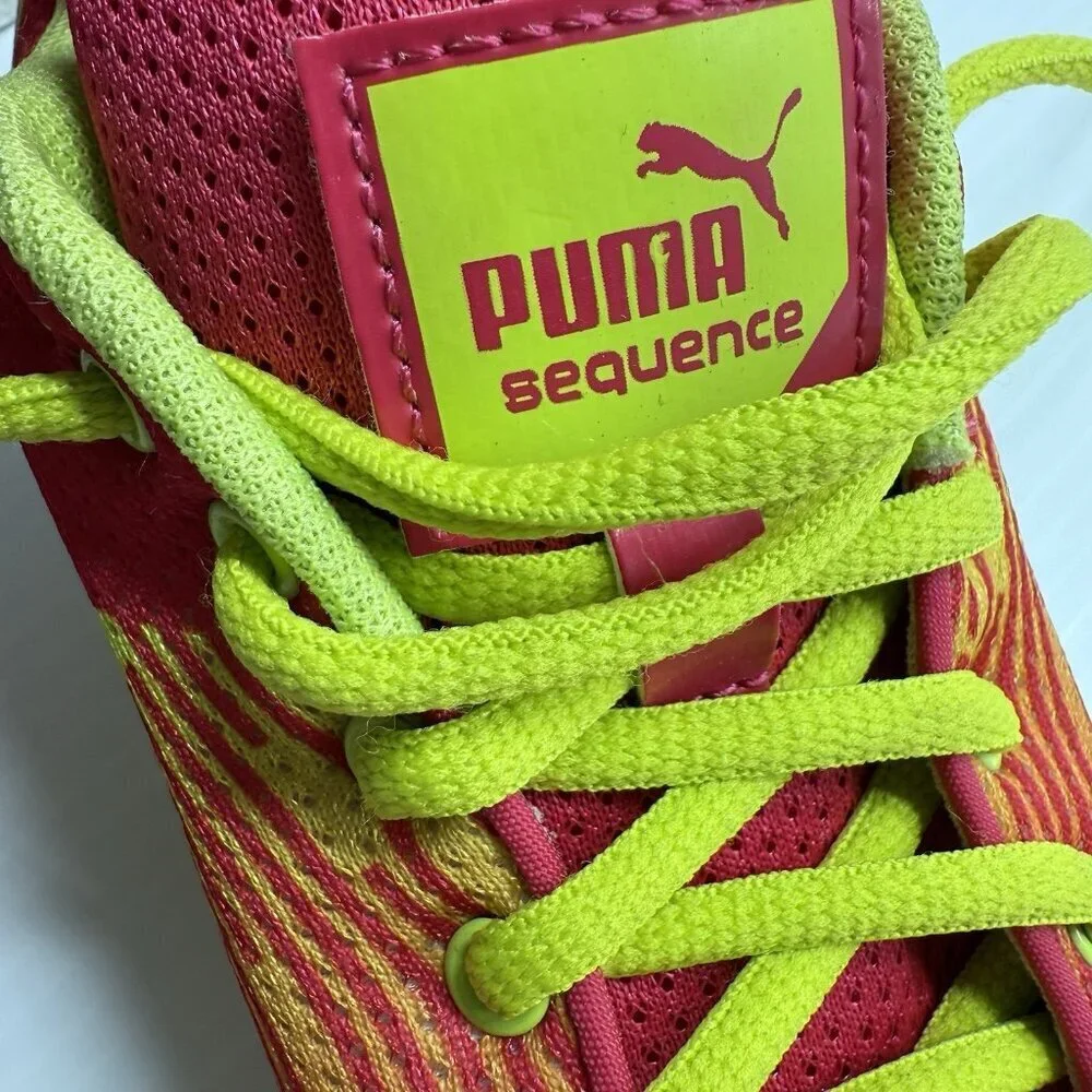 Puma Sequence Women’s Running Shoes Sz 7.5 Pink Chartreuse Lace Up Sneakers NWOB